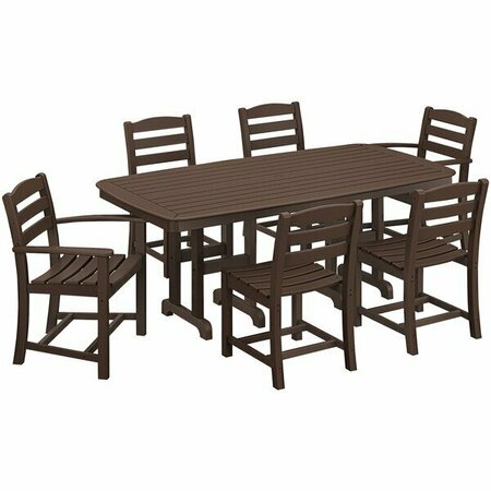 POLYWOOD La Casa Cafe 7-Piece Mahogany Dining Set with Nautical Table 633PWS1311MA